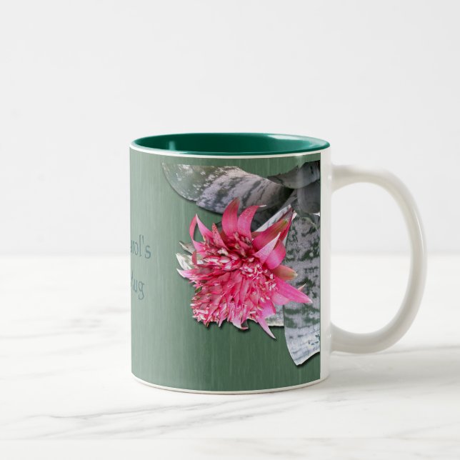 Pink Flowered Bromeliad Two-Tone Coffee Mug (Right)