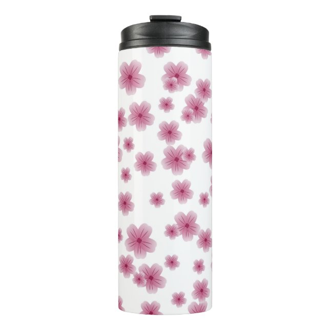 Pink flowered classy thermal tumber tumbler (Front)
