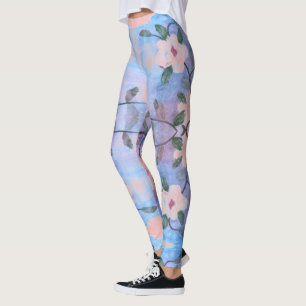 Pink Flowered Watercolor Leggings