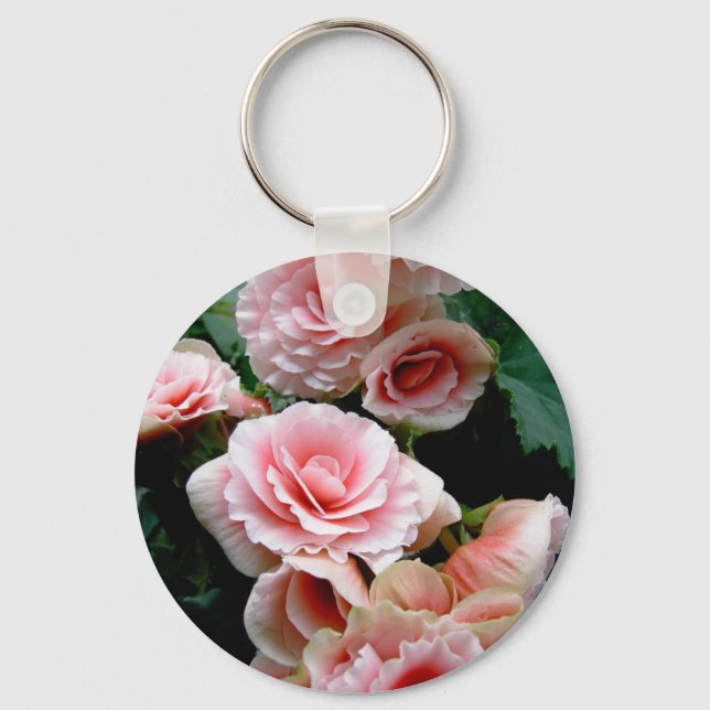 Pink Flowering Begonia Keychain (Front)