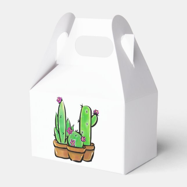Pink flowering Cactus cacti succulents  Favour Box (Back Side)