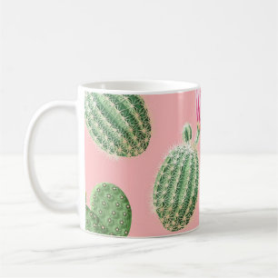 Pink Flowering Cactus Light Background Coffee Mug