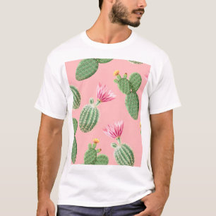 Pink Flowering Cactus Light Background T-Shirt