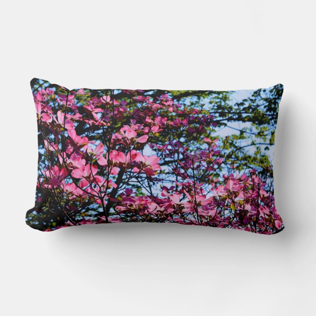 Pink flowering Dogwood tree Lumbar Cushion (Front)