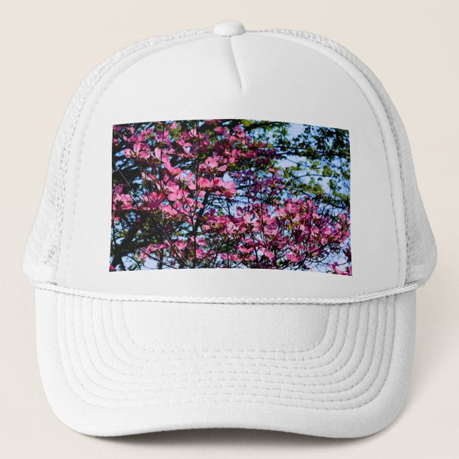Pink flowering Dogwood tree Trucker Hat (Front)