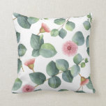 Pink Flowering Eucalyptus Leaves Pattern Cushion<br><div class="desc">Painted pink flowering silver dollar eucalyptus leaves pattern pillow. Background colour can be customised.</div>