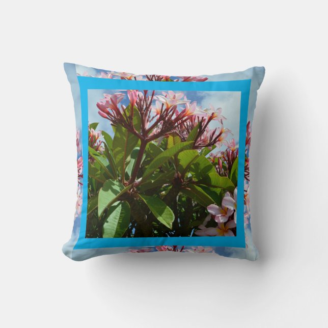 Pink Flowering Frangipani Tree, Cushion (Front)