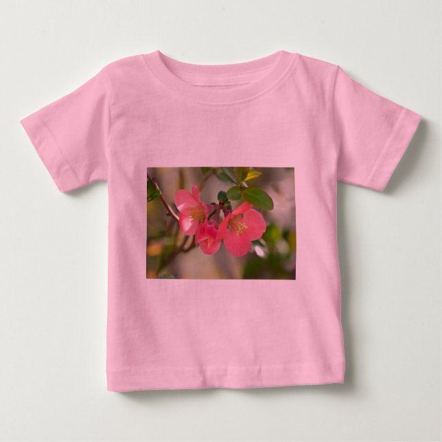 Pink Flowering Quince Glow Baby T-Shirt (Front)