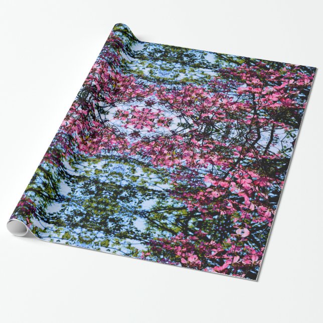 Pink flowering tree dogwood  wrapping paper (Unrolled)