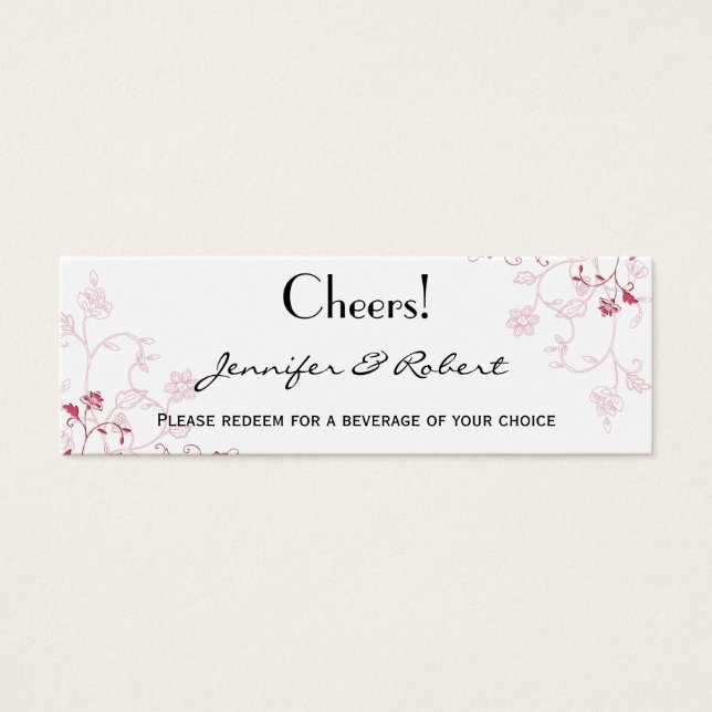 Pink Flowering Vines Drink Ticket (Front)