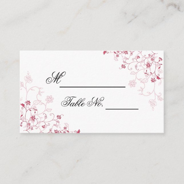 Pink Flowering Vines Place Card (Front)