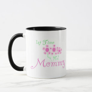 Pink Flowers 1st Time Mummy tshirts and Gifts Mug
