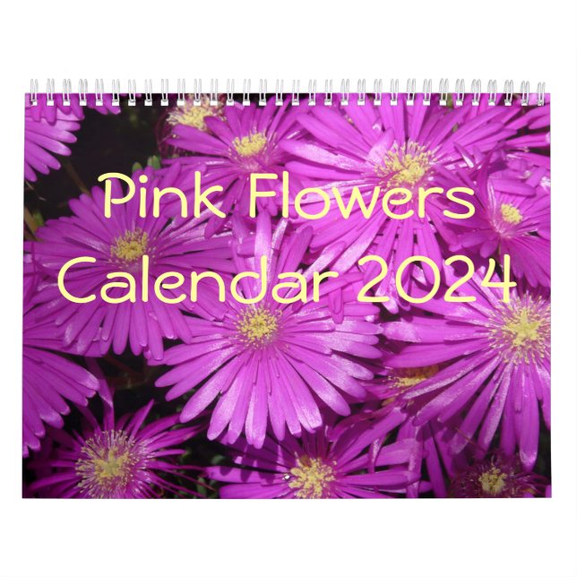 Pink Flowers 2024 Calendar with Large Numbers (Cover)