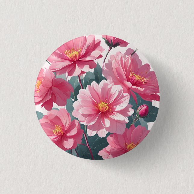 Pink Flowers 3 Cm Round Badge (Front)