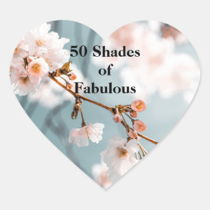 Pink Flowers 50 Shades of Fabulous Heart Sticker