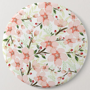 Pink flowers 6 cm round badge
