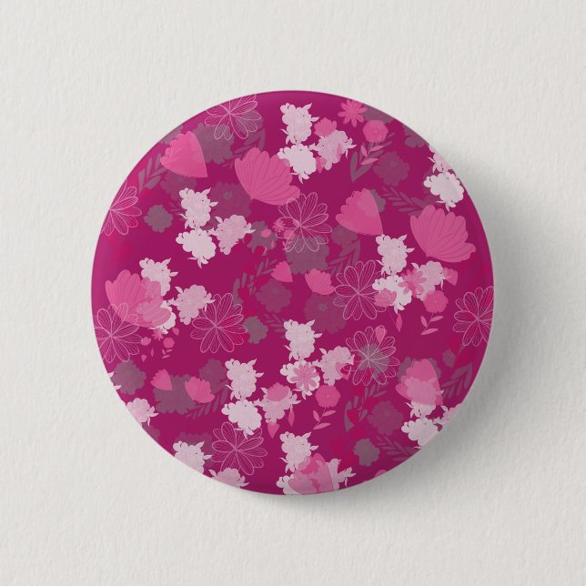 pink flowers 6 cm round badge (Front)