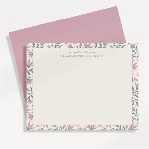 Pink flowers a note from, flat note card