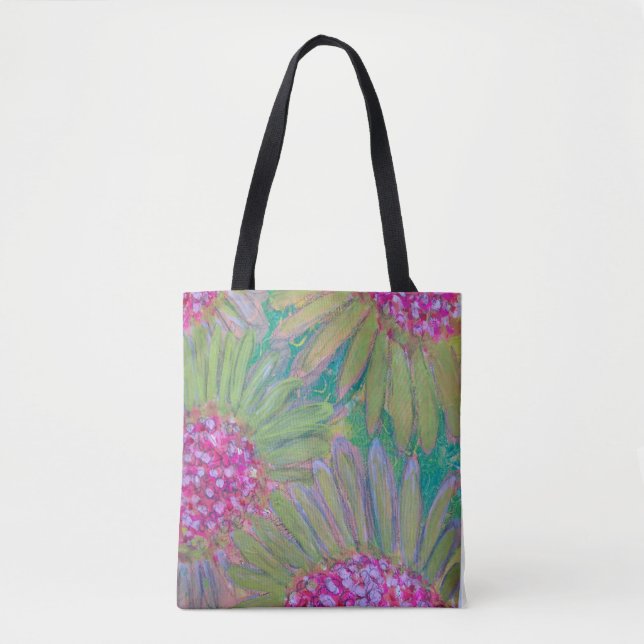 Pink Flowers Abstract Tote Bag (Front)