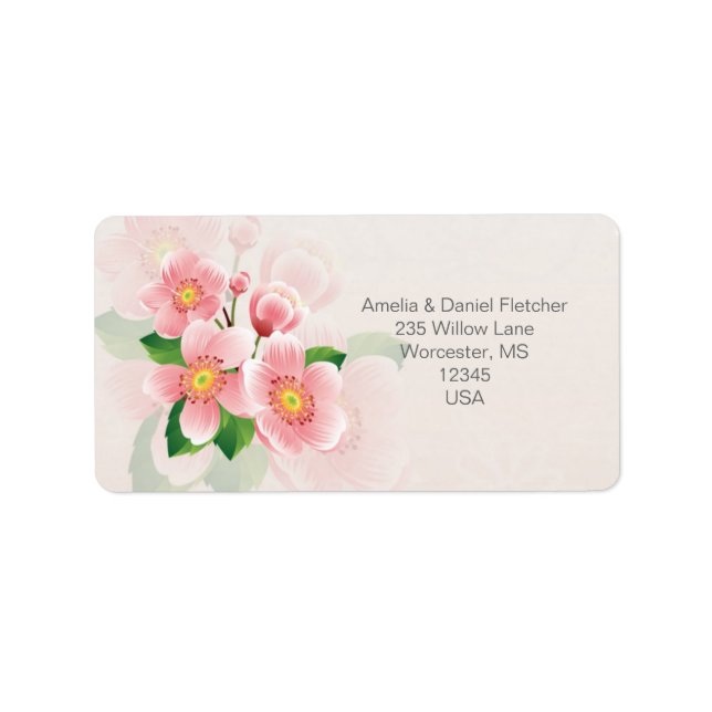 Pink flowers Address Label (Front)