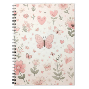 Pink Flowers and Butterflies Baby Notebook