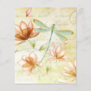 Pink flowers and dragonfly