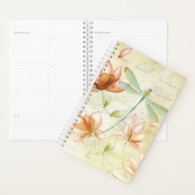 Pink flowers and dragonfly planner (Display)