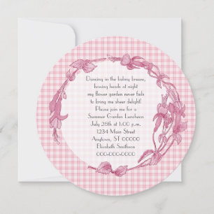 Pink Flowers and Gingham Luncheon Invitation