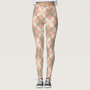 pink flowers and gray leaves patterned leggings