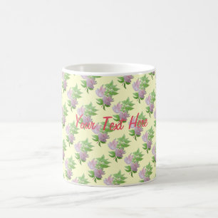 Pink flowers and leaf design original painting art coffee mug