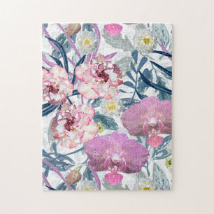 Pink flowers and orchid. jigsaw puzzle