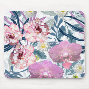 Pink flowers and orchid. mouse pad