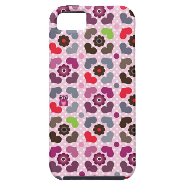 pink flowers and owls pattern Case-Mate iPhone case (Back)