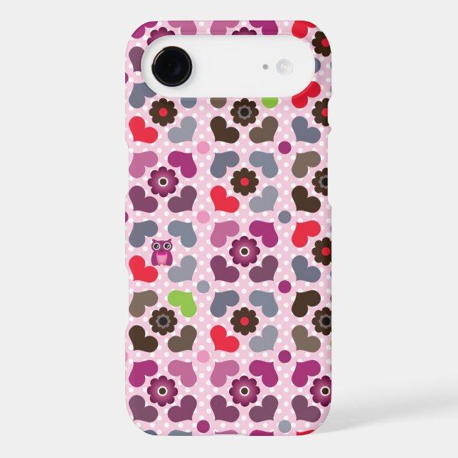 pink flowers and owls pattern Case-Mate iPhone case (Back)