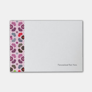 pink flowers and owls pattern post-it notes