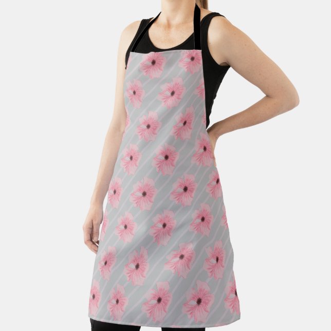 Pink Flowers And Stripes Apron (Insitu)