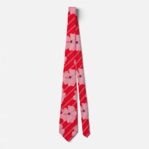 Pink Flowers And Stripes Neck Tie
