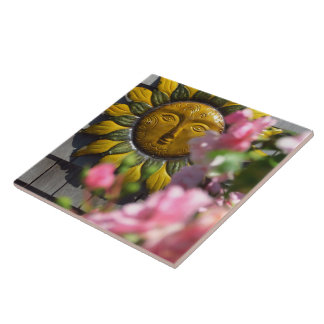 Pink Flowers and Sun - Martha's Vineyard Ceramic Tile