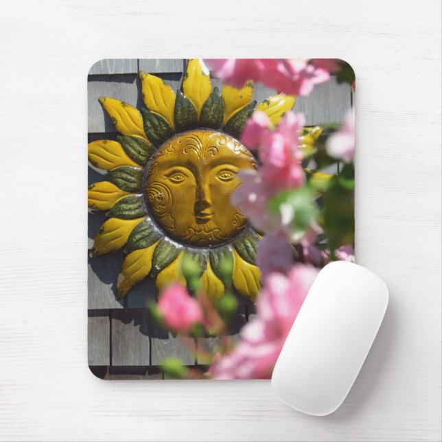Pink Flowers and Sun - Martha's Vineyard Mouse Pad (With Mouse)