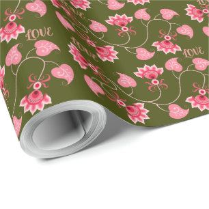 PINK FLOWERS AS GIFT FOR YOUR LOVER WRAPPING PAPER