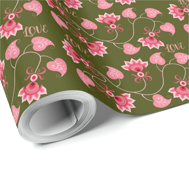 PINK FLOWERS AS GIFT FOR YOUR LOVER WRAPPING PAPER (Roll Corner)