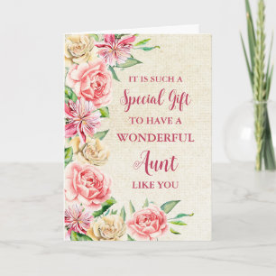 Pink Flowers Aunt Happy Mother's Day Card