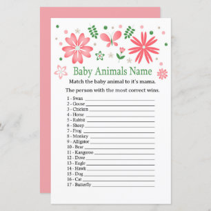 Pink Flowers Baby Animals Name Game