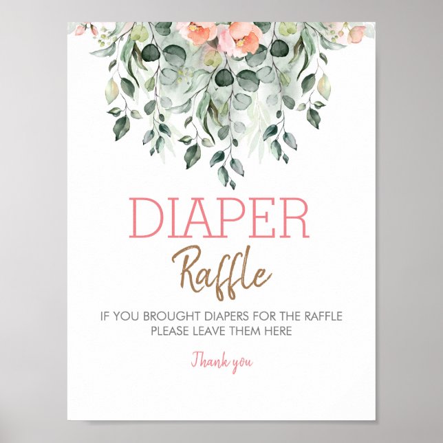 Pink Flowers Baby Shower Fully Customisable Sign (Front)