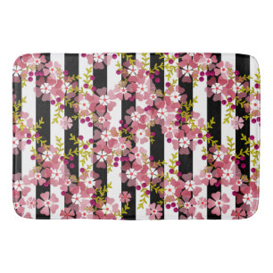 Pink flowers bath mat