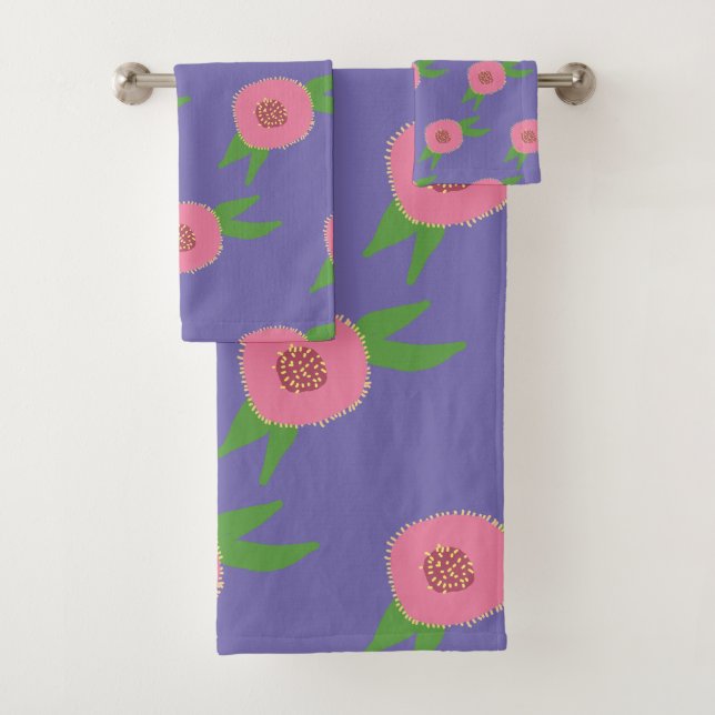 Pink  Flowers  Bath Towel Set (Insitu)
