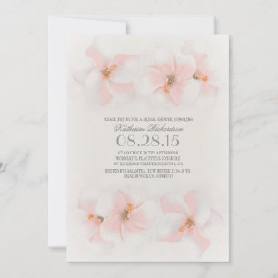 pink flowers beach bridal shower invitation