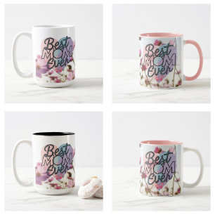 Pink Flowers Best Mum Ever Happy Mother's Day Coffee Mug
