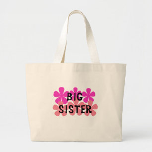 Pink Flowers Big Sister Large Tote Bag