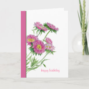 Pink Flowers Birthday Card